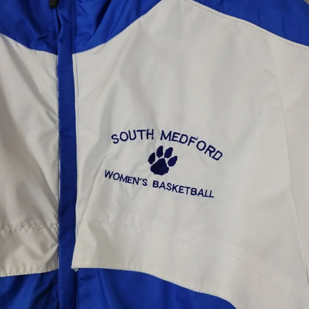 Nike Team Jacket Women's Large Blue White Full Zip High School South Medford